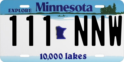 MN license plate 111NNW