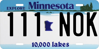 MN license plate 111NOK