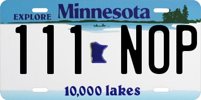 MN license plate 111NOP