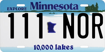 MN license plate 111NOR