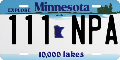 MN license plate 111NPA