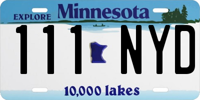 MN license plate 111NYD