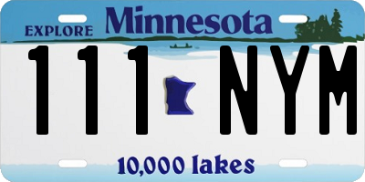 MN license plate 111NYM