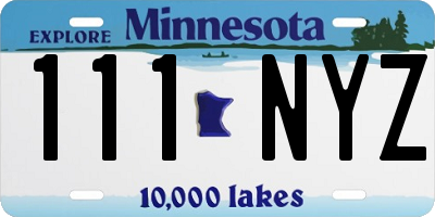 MN license plate 111NYZ