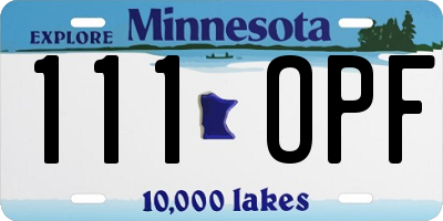 MN license plate 111OPF