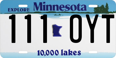MN license plate 111OYT