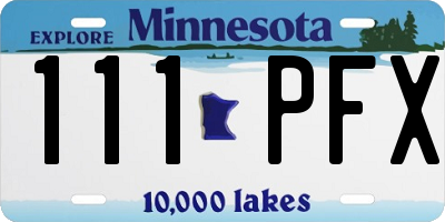 MN license plate 111PFX