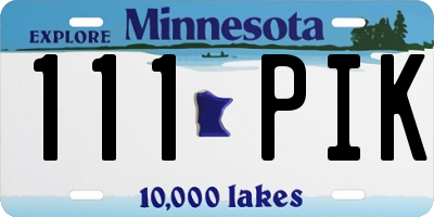 MN license plate 111PIK