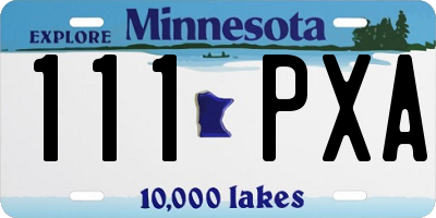 MN license plate 111PXA