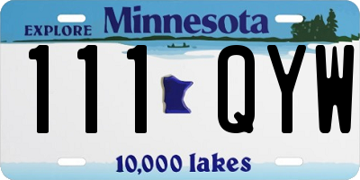 MN license plate 111QYW
