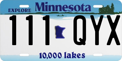 MN license plate 111QYX