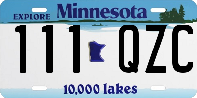 MN license plate 111QZC