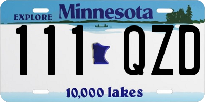 MN license plate 111QZD