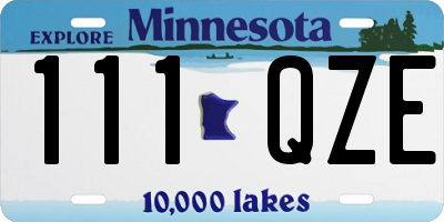MN license plate 111QZE