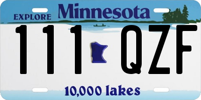 MN license plate 111QZF