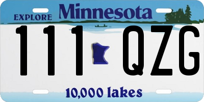 MN license plate 111QZG