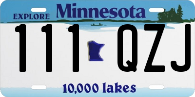 MN license plate 111QZJ