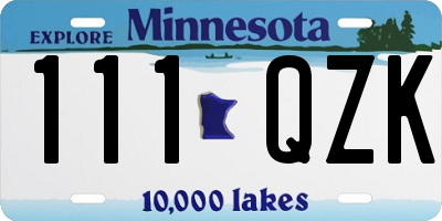 MN license plate 111QZK