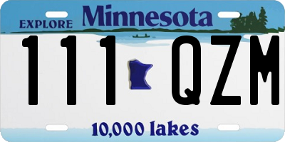 MN license plate 111QZM