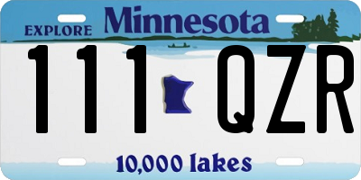 MN license plate 111QZR