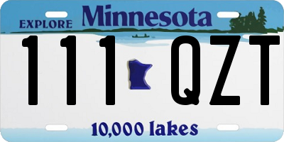 MN license plate 111QZT