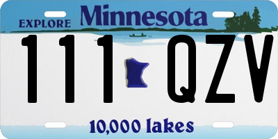 MN license plate 111QZV