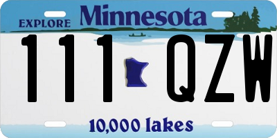 MN license plate 111QZW