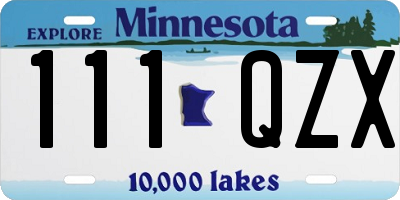 MN license plate 111QZX