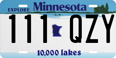 MN license plate 111QZY