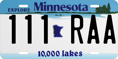 MN license plate 111RAA
