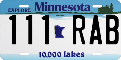 MN license plate 111RAB