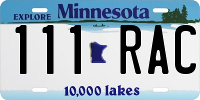 MN license plate 111RAC