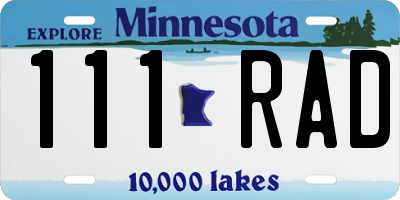 MN license plate 111RAD