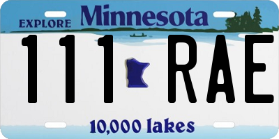 MN license plate 111RAE