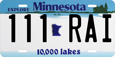 MN license plate 111RAI