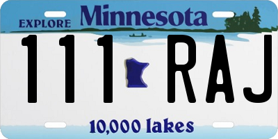 MN license plate 111RAJ