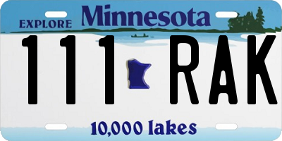 MN license plate 111RAK