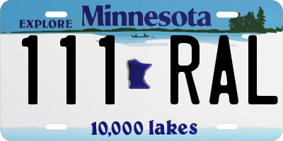 MN license plate 111RAL