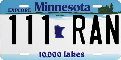 MN license plate 111RAN