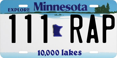 MN license plate 111RAP