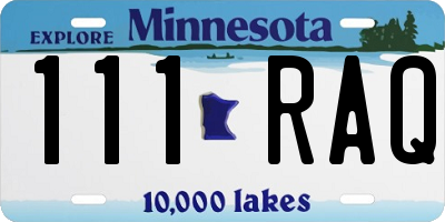 MN license plate 111RAQ