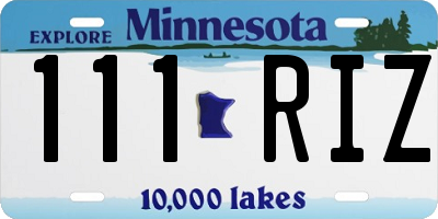 MN license plate 111RIZ