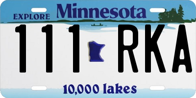 MN license plate 111RKA