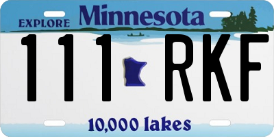 MN license plate 111RKF