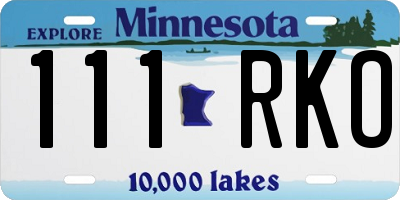 MN license plate 111RKO