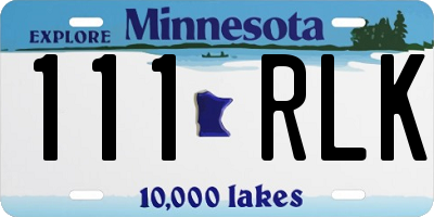 MN license plate 111RLK