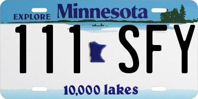 MN license plate 111SFY