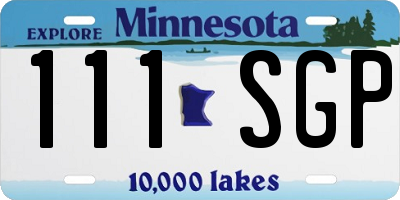 MN license plate 111SGP