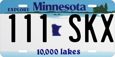 MN license plate 111SKX
