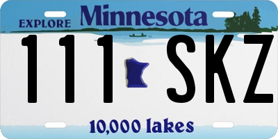 MN license plate 111SKZ